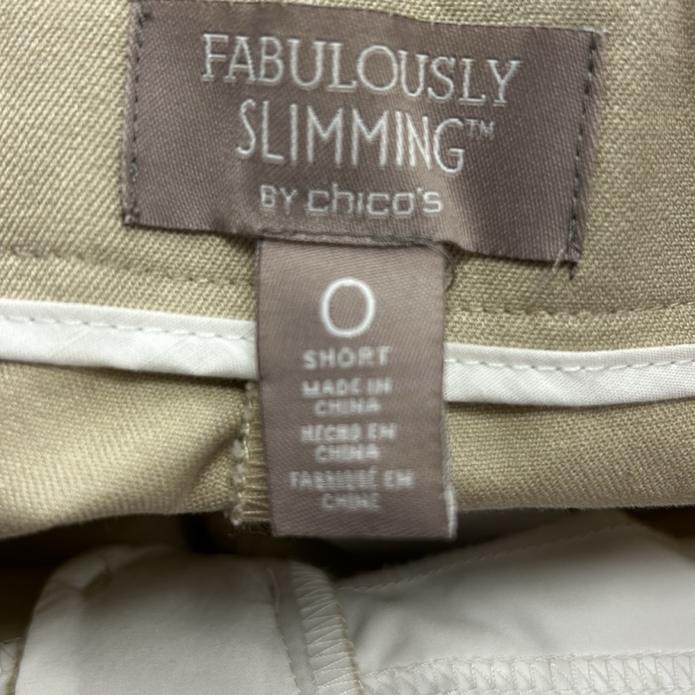 Chico’s Fabulously Slimming Katy Short Basic Pant in New Khaki NWT Size‎ 0 Short - Picture 8 of 10